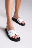 Σανδάλια από γνήσιο δέρμα pattern Estil - Λευκό - thefashionproject.gr - Estil - 23938001002