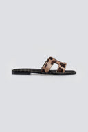 Σανδάλια από ponyskin με print Estil - Κάμελ - thefashionproject.gr - Estil - 24252008002