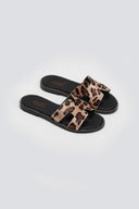 Σανδάλια από ponyskin με print Estil - Κάμελ - thefashionproject.gr - Estil - 24252008002