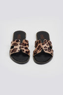 Σανδάλια από ponyskin με print Estil - Κάμελ - thefashionproject.gr - Estil - 24252008002