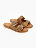 Σανδάλια από ψάθα με στρας Mariella Fabiani 2463/68 - Ταμπά - thefashionproject.gr - Mariella Fabiani