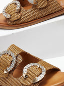 Σανδάλια από ψάθα με στρας Mariella Fabiani 2463/68 - Ταμπά - thefashionproject.gr - Mariella Fabiani