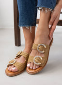 Σανδάλια από ψάθα με στρας Mariella Fabiani 2463/68 - Ταμπά - thefashionproject.gr - Mariella Fabiani