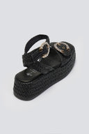 Σανδάλια από ψάθα με στρας Mariella Fabiani 2505/02 - Μαύρο - thefashionproject.gr - Mariella Fabiani - 23886002002