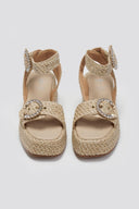 Σανδάλια από ψάθα με στρας Mariella Fabiani 2505/02 - Μπεζ - thefashionproject.gr - Mariella Fabiani