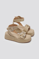 Σανδάλια από ψάθα με στρας Mariella Fabiani 2505/02 - Μπεζ - thefashionproject.gr - Mariella Fabiani