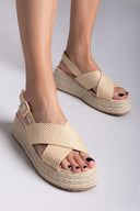 Σανδάλια crossover από ψάθα Refresh 172666 - Μπεζ - thefashionproject.gr - Refresh