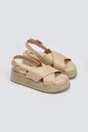 Σανδάλια crossover από ψάθα Refresh 172666 - Μπεζ - thefashionproject.gr - Refresh