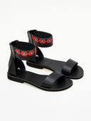 Σανδάλια δερμάτινα boho με φερμουάρ Estil - Μαύρο - thefashionproject.gr - Estil