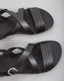 Σανδάλια δερμάτινα crossover estil - Μαύρο - thefashionproject.gr - Estil