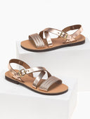 Σανδάλια δερμάτινα crossover estil - Χαλκός - thefashionproject.gr - Estil