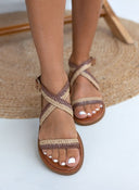 Σανδάλια δερμάτινα crossover Iris sandals - Καφέ - thefashionproject.gr - IRIS