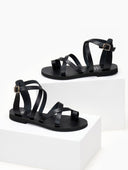 Σανδάλια δερμάτινα crossover tfp - Μαύρο - thefashionproject.gr - TFP