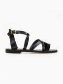 Σανδάλια δερμάτινα crossover tfp - Μαύρο - thefashionproject.gr - TFP
