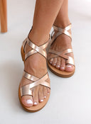 Σανδάλια δερμάτινα crossover tfp - Χαλκός - thefashionproject.gr - TFP