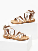 Σανδάλια δερμάτινα crossover tfp - Χαλκός - thefashionproject.gr - TFP