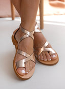 Σανδάλια δερμάτινα crossover tfp - Χαλκός - thefashionproject.gr - TFP