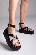 Σανδάλια δερμάτινα flatforms ATENEO