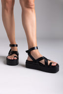 Σανδάλια δερμάτινα flatforms ATENEO