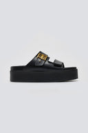 Σανδάλια δερμάτινα flatforms ATENEO - Μαύρο - thefashionproject.gr - ATENEO
