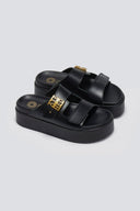 Σανδάλια δερμάτινα flatforms ATENEO - Μαύρο - thefashionproject.gr - ATENEO