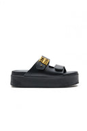 Σανδάλια δερμάτινα flatforms ATENEO - Μαύρο - thefashionproject.gr - ATENEO