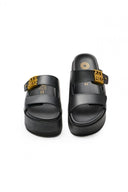 Σανδάλια δερμάτινα flatforms ATENEO - Μαύρο - thefashionproject.gr - ATENEO