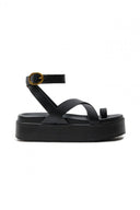 Σανδάλια δερμάτινα flatforms ATENEO - Μαύρο - thefashionproject.gr - ATENEO - 23859002002
