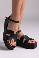 Σανδάλια δερμάτινα flatforms Estil