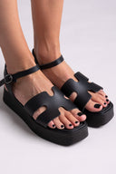 Σανδάλια δερμάτινα flatforms Estil