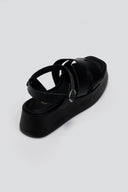 Σανδάλια δερμάτινα flatforms Estil - Μαύρο - thefashionproject.gr - Estil - 23580002003