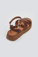 Σανδάλια δερμάτινα flatforms Estil - Ταμπά - thefashionproject.gr - Estil - 24182007002