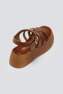 Σανδάλια δερμάτινα flatforms gladiator Estil