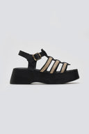 Σανδάλια δερμάτινα flatforms gladiator με ψάθα Estil