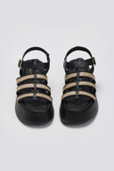 Σανδάλια δερμάτινα flatforms gladiator με ψάθα Estil