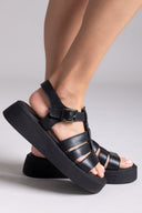 Σανδάλια δερμάτινα flatforms gladiator Tfp
