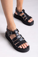 Σανδάλια δερμάτινα flatforms gladiator Tfp