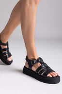 Σανδάλια δερμάτινα flatforms gladiator Tfp