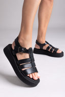 Σανδάλια δερμάτινα flatforms gladiator Tfp