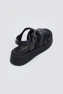 Σανδάλια δερμάτινα flatforms gladiator Tfp - Μαύρο - thefashionproject.gr - TFP