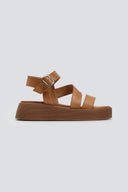 Σανδάλια δερμάτινα flatforms με φάσες Tfp