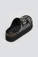 Σανδάλια δερμάτινα flatforms με μαίανδρο