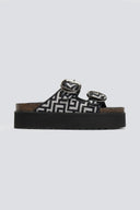 Σανδάλια δερμάτινα flatforms με μαίανδρο - Μαύρο - thefashionproject.gr - MIRA