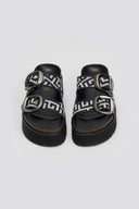 Σανδάλια δερμάτινα flatforms με μαίανδρο - Μαύρο - thefashionproject.gr - MIRA
