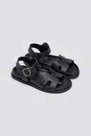 Σανδάλια δερμάτινα flatforms με μπαρέτα Carad