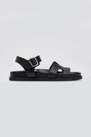 Σανδάλια δερμάτινα flatforms με μπαρέτα Carad