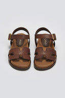 Σανδάλια δερμάτινα flatforms με μπαρέτα Carad