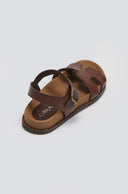 Σανδάλια δερμάτινα flatforms με μπαρέτα Carad