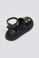 Σανδάλια δερμάτινα flatforms με μπαρέτα Tfp