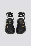 Σανδάλια δερμάτινα flatforms με μπαρέτα Tfp
